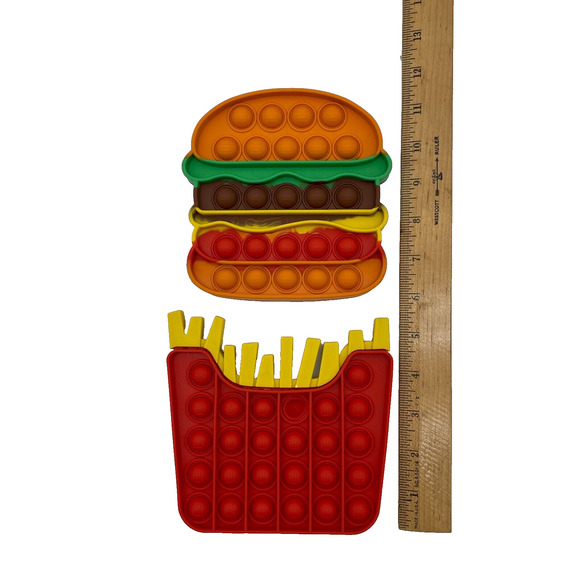 Pair of Push Popit Hamburger and Fries Pop Bubble Sensory Fidget ADHD Toy - Picture 2 of 3